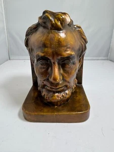 Abraham Abe Lincoln Bookend Ceramic Bookend Large Face Bronze Color only one - Picture 1 of 5
