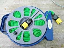 Flat 50ft Garden Hose Pipe Reel Outdoor - In Wind-Up Storage Watering Hosepipe