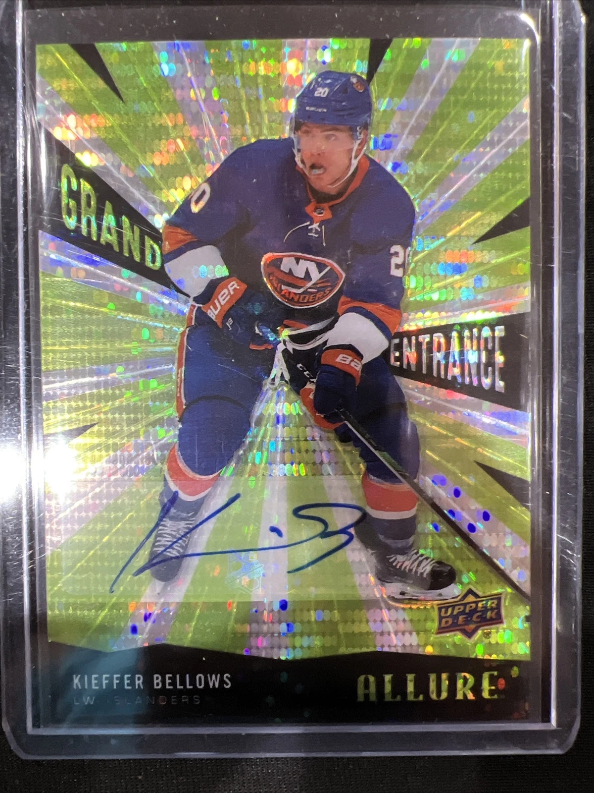 2020-21 Upper Deck Allure Grand Entrance Green Auto Kieffer Bellows