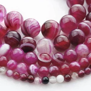 Rose streift Achat Perlen Rund gems Naturstein,1 Strang 4mm/6mm/8mm/10mm - Bild 1 von 8