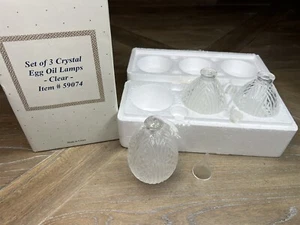 New Set of 3 Crystal Egg Shaped Oil Lamps - Clear - Picture 1 of 5