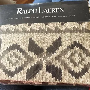 Ralph Lauren Vtg Full Flat Sheet Auckland Cotton 200 Thread Count Geometrical - Picture 1 of 5