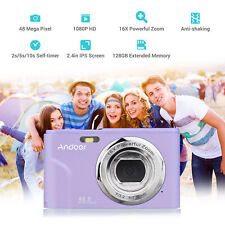 Andoer 1080P Digital Camera 48MP 2.4'' IPS Screen 16X Auto-Focus Anti-Shaking