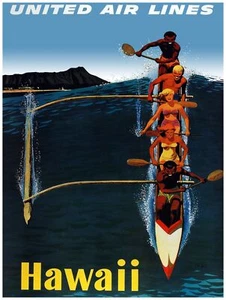 Decor Travel POSTER.HAWAII KAYAK.Aviation.Wall Art.Room Interior design.645 - Picture 1 of 1