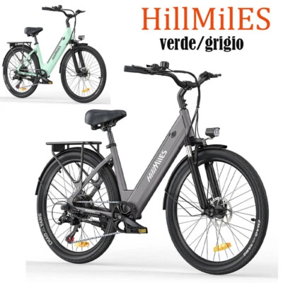 Hillmiles Milecity Bicicletta elettrica con pedalata assistita E-Bike Bici verde