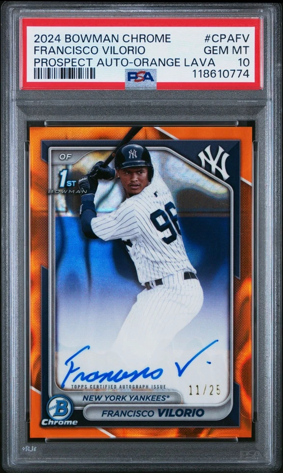2024 Bowman Chrome - Francisco Vilorio Auto #CPA-FV Orange Lava /25 PSA 10 POP 1 - Image 1 of 2