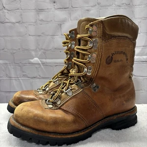 Stivali da trekking vintage Chippewa Kush N Kollar da uomo 7,5 foderati in pelle Vibram nuove suole - Foto 1 di 13