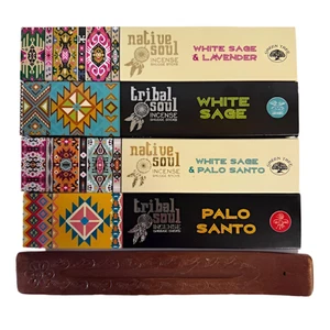 White Sage Incense Sticks Gift Set with Wooden Buddha Incense Burner - Picture 1 of 2