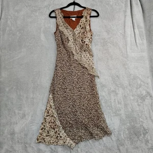 Vestido De Colección Años 90 Y2k Seda Estampado Animal Y Detalle Rosa Talla 10 Volantes Dobladillo Asimétrico  - Imagen 1 de 11