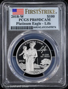 2018-W $100 Proof 1 oz Platinum Eagle Life PCGS PR 69 DCAM | First Strike - Picture 1 of 4