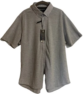 Report Collection Men's Sz XL Slim Fit Short Sleeve Button Down Blue/Gray Shirt - Picture 1 of 12