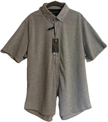 Report Collection Men's Sz XL Slim Fit Short Sleeve Button Down Blue/Gray Shirt - Image 1 of 4