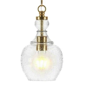 Meyer&Cross Verona 1-Light Seeded Glass Shade Brushed Brass Pendant PD0270 - Picture 1 of 7