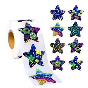 500pcs Kids Self-Adhesive Sticker Roll Reusable Glitter Star Stickers - Picture 1 of 12