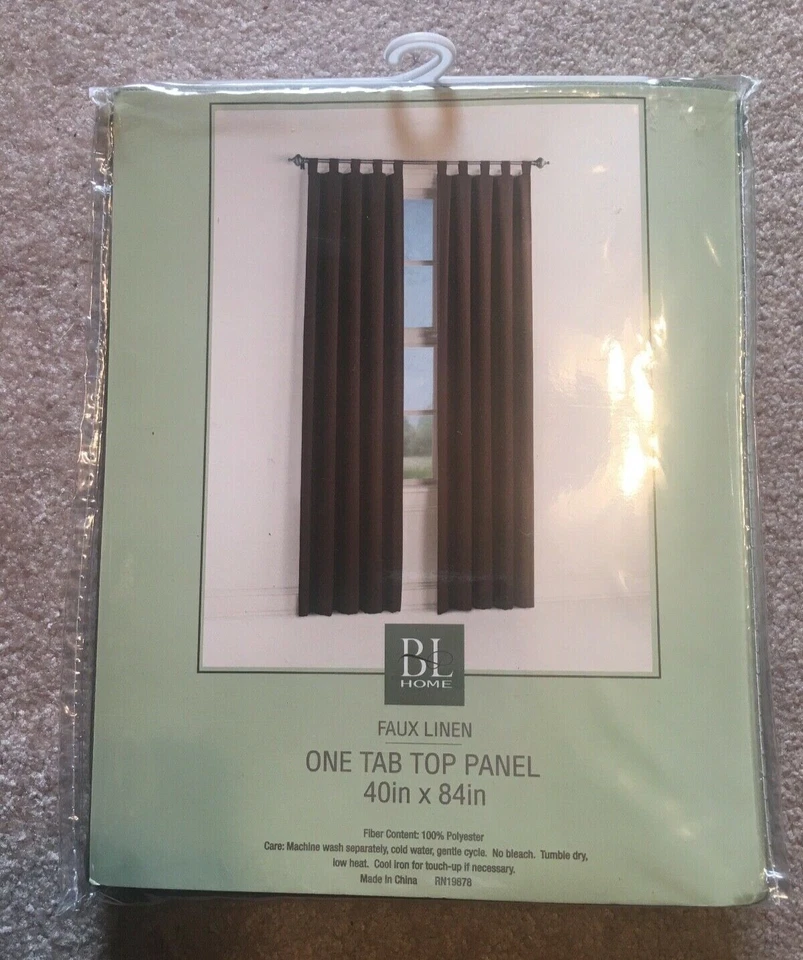 NEW BL Home Faux Linen Olive Green Drapery Window One Tab Top Panel 40in x 84in - Image 1 of 3