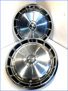 1971-73 MUSTANG USED OEM 14" STANDARD STAINLESS STEEL HUBCAPS 2 ~NICE~ - Picture 1 of 4