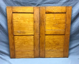 Pair Antique Natural Wood Cupboard Doors 17x29 Cabinet Kitchen VTG Old 461-23B - Picture 1 of 16