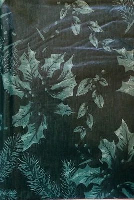 Christmas Holly Pine Green Color Vinyl Flannel Backed Tablecloth Var Size Elrene - Image 1 of 3