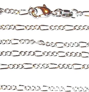CN413 Silver Figaro Link Sterling Plate 24" Chain Necklace with Lobster Clasp - Picture 1 of 1