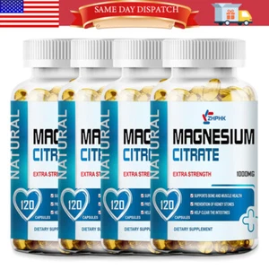 Magnesium Citrate 1000mg Capsules Highest Potency 120/240/480PCS Vegan Capsules - Picture 1 of 15
