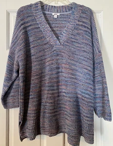 J. JILL Sweater Sz Large Tall Striped ¾ Sleeve Pullover 100% Cotton Women's - Picture 1 of 6