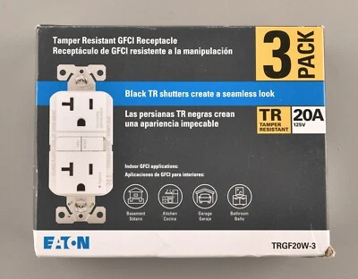 *Eaton 3 GFCI “TR” Self Test Ground Fault Circuit Interrupter  TRGF20W-3-LW - Image 1 of 4