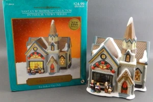 Santa's Workbench Collection Grace Church Lighted Ceramic Village House & Box - Picture 1 of 9