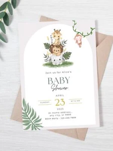 Animal Safari Baby Shower Invitation | Printable Invitation | Personalised - Picture 1 of 3