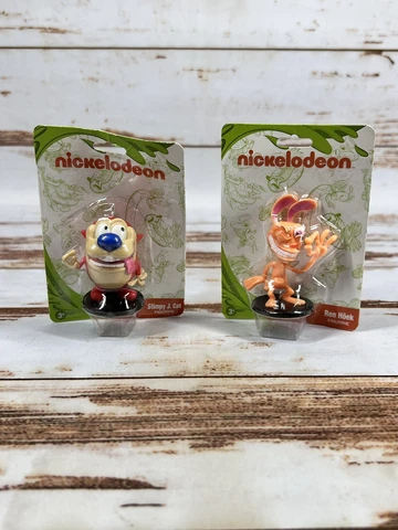 Lot of 2 Nickelodeon Ren And Stimpy Figurines, Mini Figures, Cake Toppers, NEW Cover
