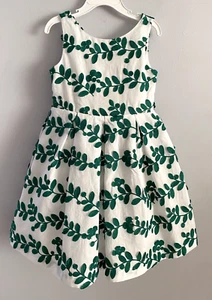 Janie & Jack Paradise Palms Dress White Green Embroidered Size 4 - Picture 1 of 6