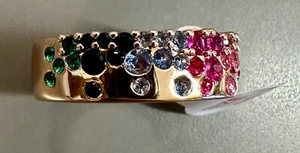 Bomb Party Simply Stunning Multi Colored Cubic Zirconia Rose Gold Plate Size 10 - Picture 1 of 6
