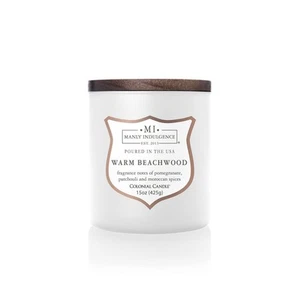 Warm Beachwood Scented Jar Candle, Wood Wick, Premium Soy Blend White Wax, 60... - Picture 1 of 7