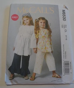 McCalls 6530 Niñas Top Pantalones Túnica Cinturón Pañuelo Costura Patrón Tallas 6-8 - Imagen 1 de 2