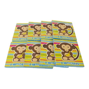 8x Schede Appunti Monkey Design - 8 Carte per Confezione - Cancelleria Divertente Carina - Nuove - Foto 1 di 9