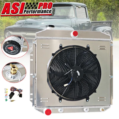 ASI Aluminum 3 Row Radiator Shroud Fan Fit 1953-1956 Ford F-100 F-250 Quality - Изображение 1 из 4