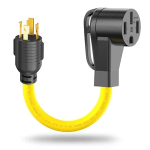 4 Prong 30 Amp to 50 Amp Generator to RV/EV Adapter Cord, Twist Lock NEMA L14... - Picture 1 of 6