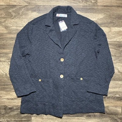 Blazer Free People FP Beach Reign Mujer Chaqueta Boho Texturizada Talla XS Negro Foto 1 de 4