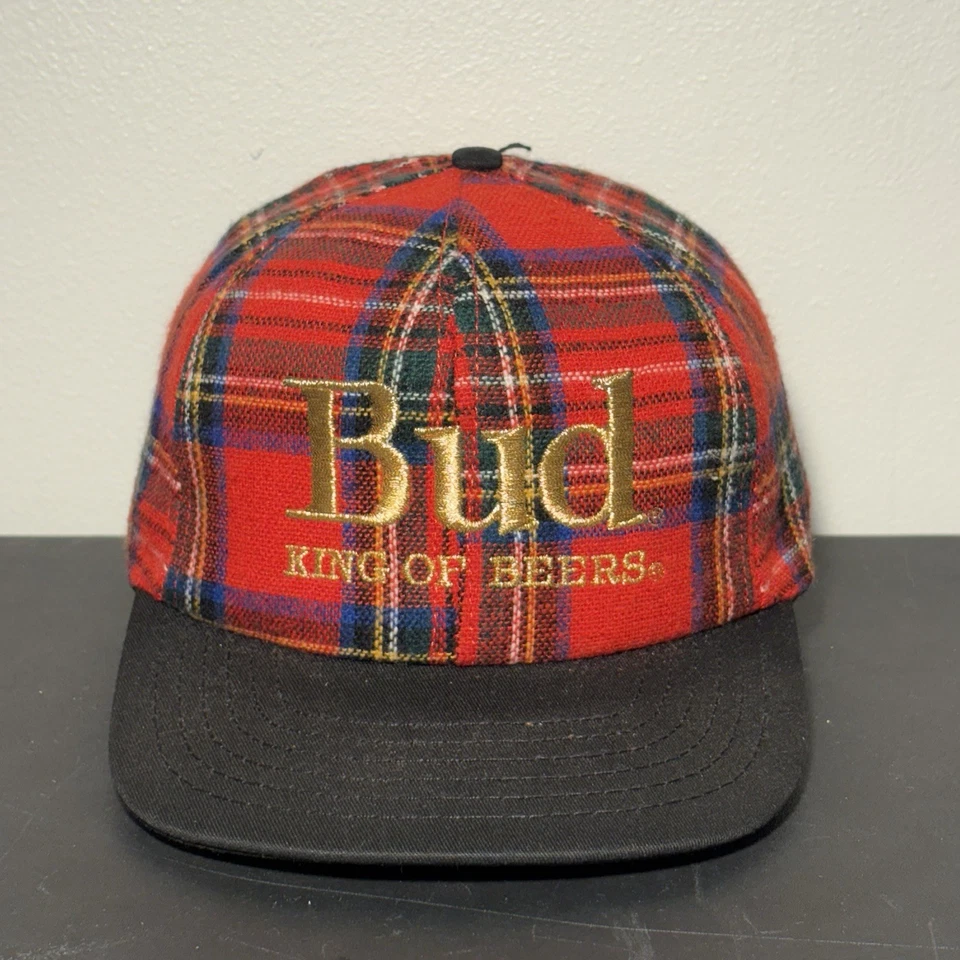 Gorra Bud Beer King Of Beers a Cuadros Snapback Camionero Bordada Roja De Colección  Foto 1 de 4