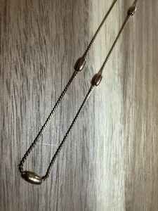 Vintage AVON Signed 5 Gold Oval Stationed Beaded Chain Necklace 15" - Picture 1 of 5