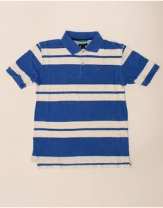 TOMMY HILFIGER Boys Polo Shirt 12-13 Years Medium Blue Striped Cotton CR56 - Picture 1 of 5