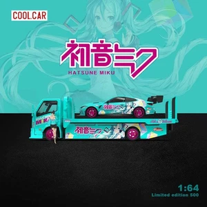 (PEDIDO ANTICIPADO) Juego de remolque de transporte de plataforma plana Cool Car M4 y H300 (librea Hatsune MiKu - Imagen 1 de 2