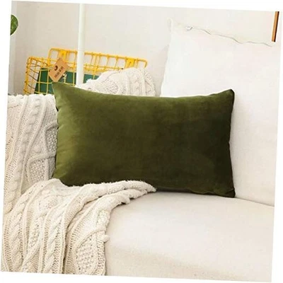  Green Velvet Spring Pillow Covers 12x20 20" x 12" (Pack of 1) Avocado Green - Image 1 of 4
