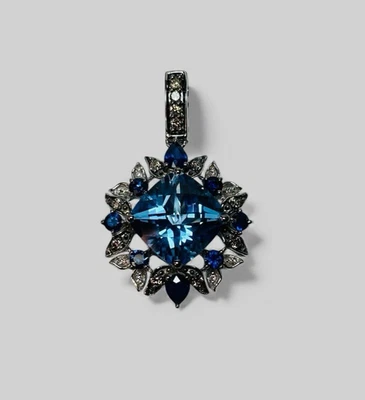 Le Vian LeVian 14K 白金靠垫切割蓝色宝石钻石吊坠 — 第 1/4 张图片