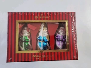 Waterford Holiday Heirlooms Set Of 3 Colorful Santa 3" Glass Ornaments #144259 - Picture 1 of 6