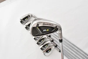 8PCS TaylorMade M2 Iron Set 5-6-7-8-9-PW-AW-SW REAX90 FLEX S Stiff RH Golf Clubs - Picture 1 of 18