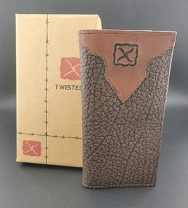 Twisted X Rodeo Wallet C743 Brown Genuine Leather~Embroidered Logo - Picture 1 of 8