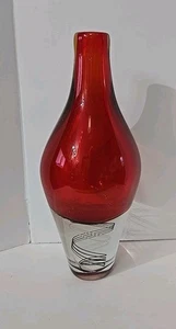 Jarrón pesado de vidrio artístico inspirado en Murano Luciano Gaspari Pinnacoli rojo remolino 12." - Imagen 1 de 7