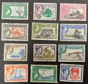 Gilbert & Ellice Islands #40-51 - 1939 Complete set of 12 Used stamps. - Picture 1 of 6