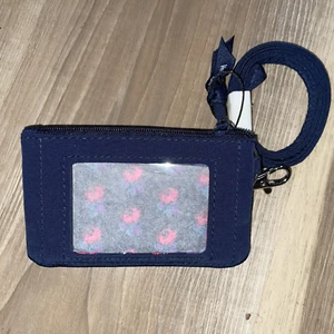 Vera Bradley Zip ID Case Wallet Coin Purse Lanyard W/Key Ring Classic Navy NWT - Picture 1 of 5