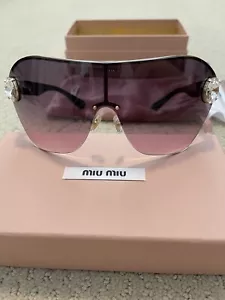 MIU MIU OVERSIZED PALE GOLD VIOLET GREY RIMLESS SUNGLASSES: Authentic, Preowned - Picture 1 of 12